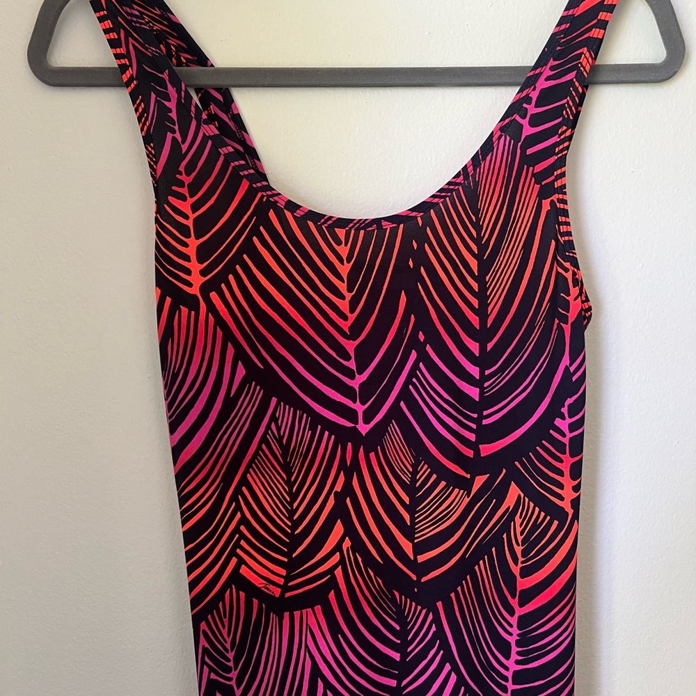trina turk neon leaf print sleeveless maxi dress,size xsmall - Picture 4 of 5